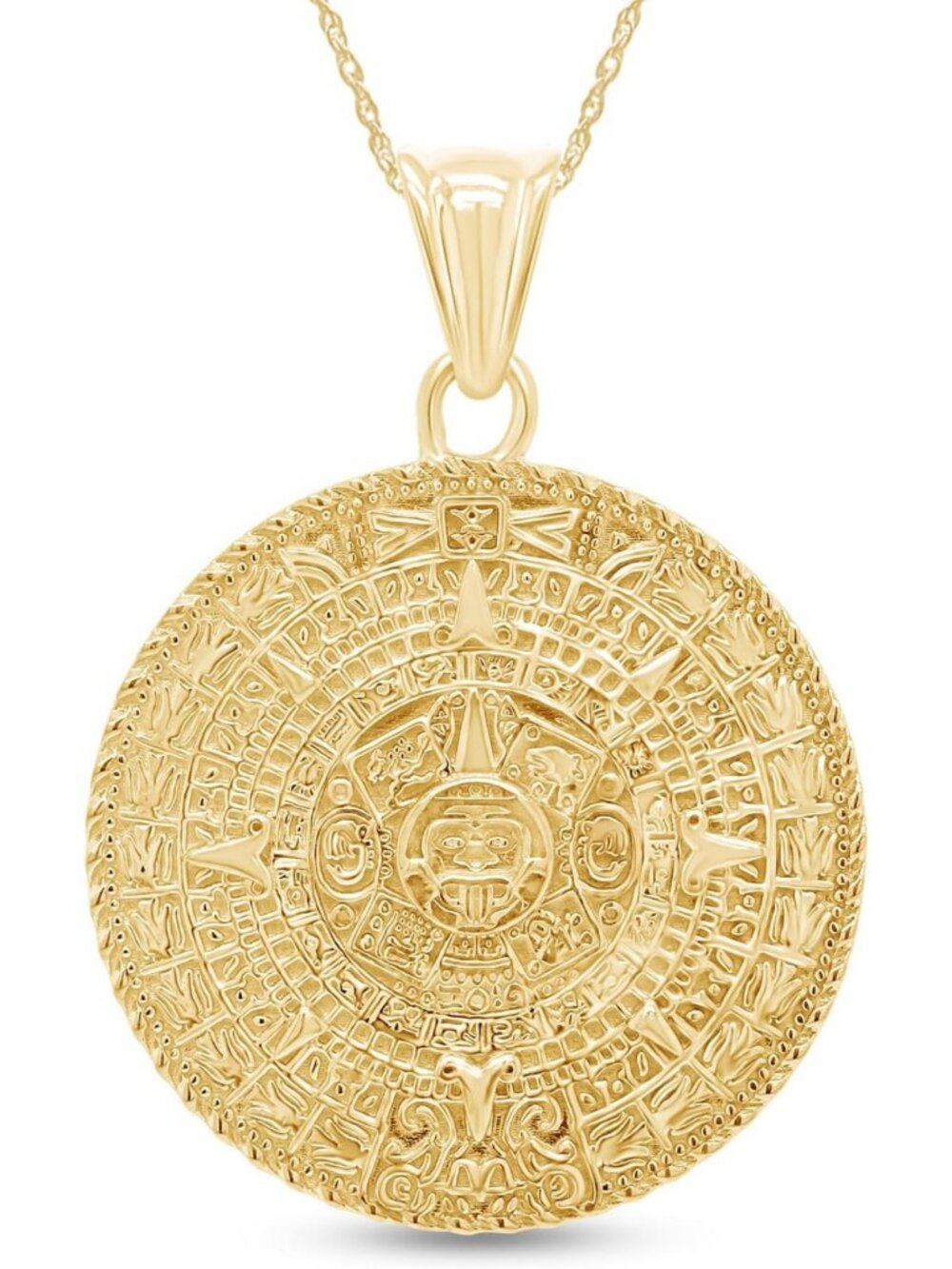 Aztec Sun Calendar Charm Necklace - Unisex Medallion Pendant for Boho Style